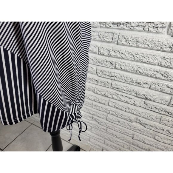 Sag Harbor Womens Top 2X Plus Tee Short Sleeve Blue Stripe Tied Hem C4E - Picture 5 of 8